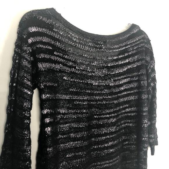 H&M 3/4 Sleeve Womens Metallic Black Sweater Size Small - Picture 7 of 9